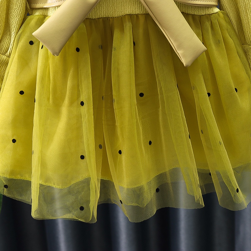 Đầm Công Chúa Vải Tuyn Tay Dài Cổ Tròn Màu Trơn Đính Nơ Phối Da Dễ Thương Thời Trang Xuân Thu Cho Bé Gái 0-3 Tuổi