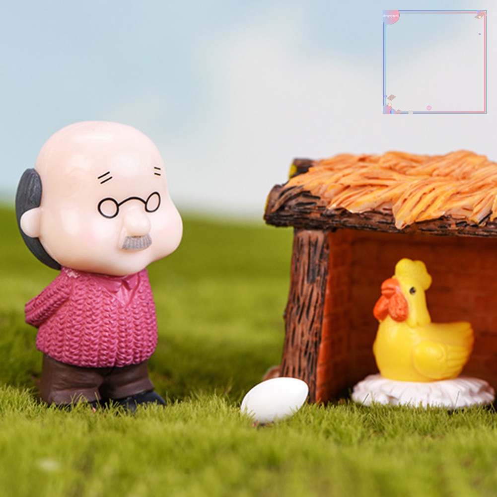 Set 2 Mô Hình Cặp Đôi Ông Bà Lão Mini Trang Trí Tiểu Cảnh / Cây Bonsai dv3