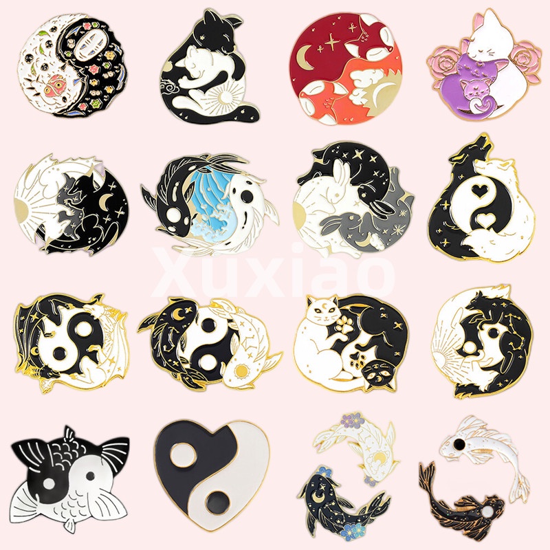 Ghim Cài Áo Hình Âm Dương Trắng Đen