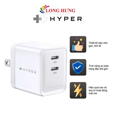 Cốc sạc HyperJuice GaN II Dual USB-C PPS 33W/PD 35W HJG35NA - Hàng chính hãng