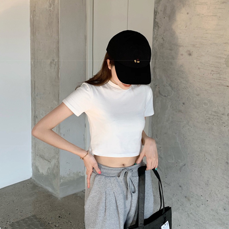 Áo Thun Nữ Cổ Tròn Tay Ngắn Madela Form Vừa, Áo Croptop Ôm Tay Ngắn Cổ Tròn Basic Mềm Mịn Thoáng Mát