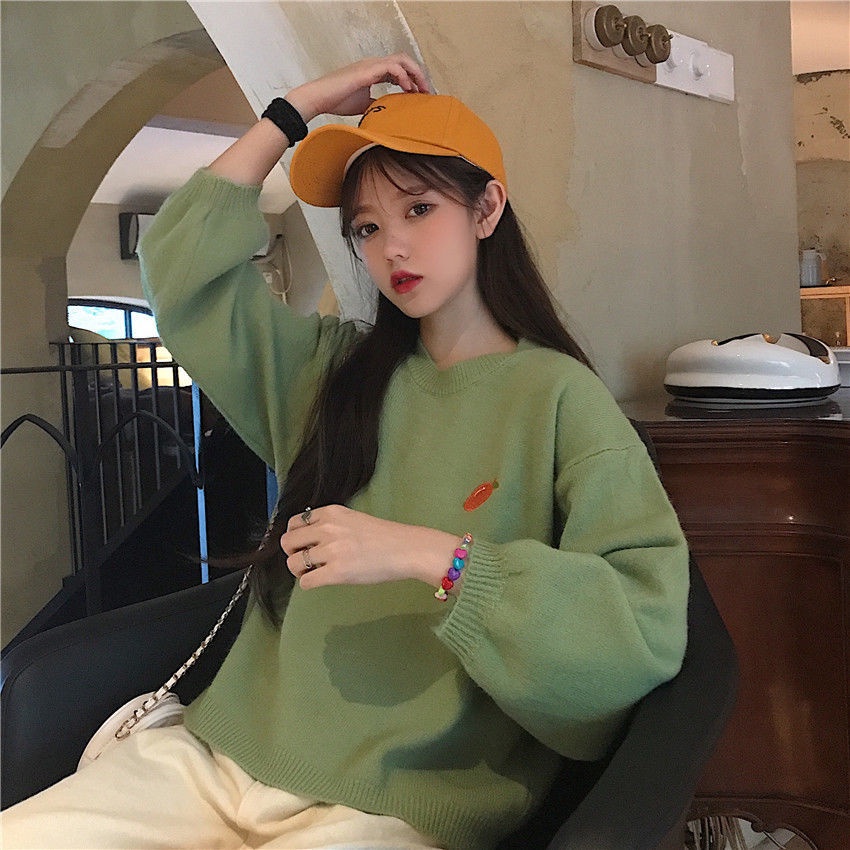 IELGY IELGY Áo sweater Dáng Rộng Thêu Họa Tiết Màu Sắc Ngọt Ngào Phong Cách Hàn Quốc Cho Nữ