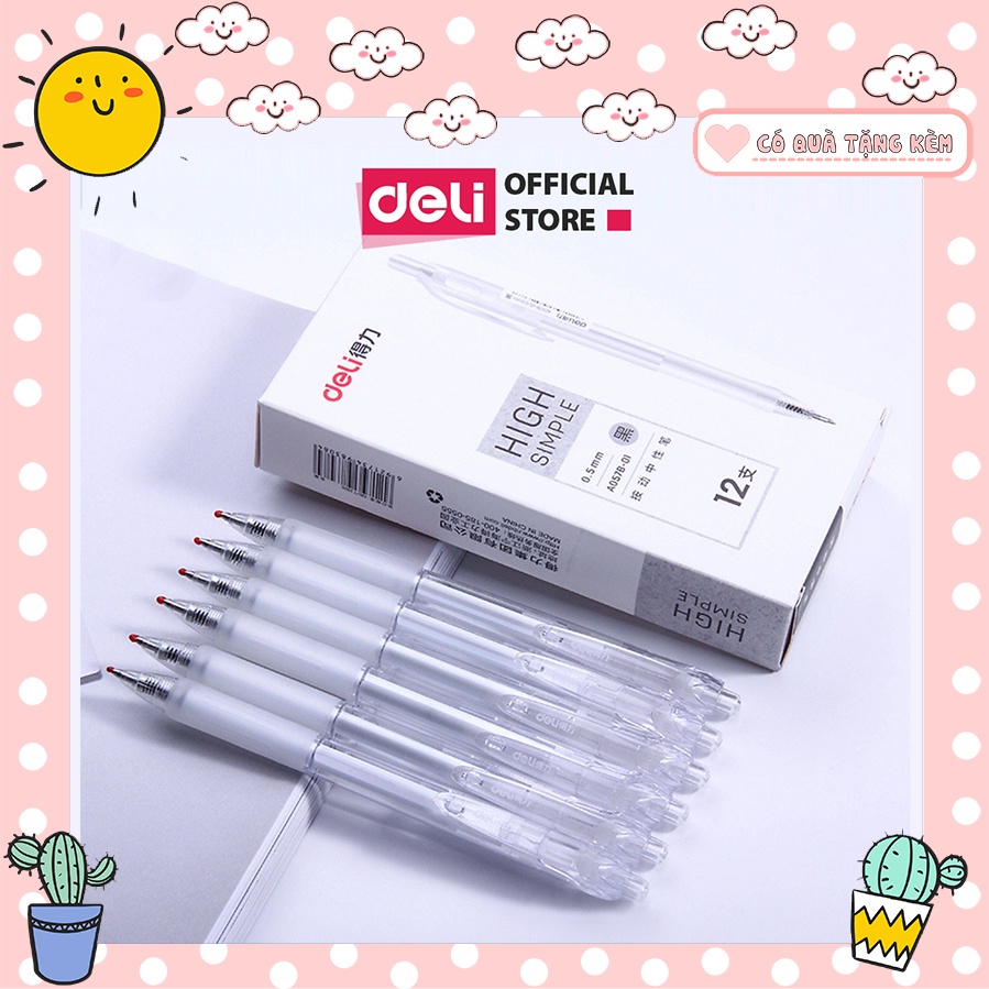 Bút Bi Mực Gel Deli A057B Mực Đen Ngòi 0.5