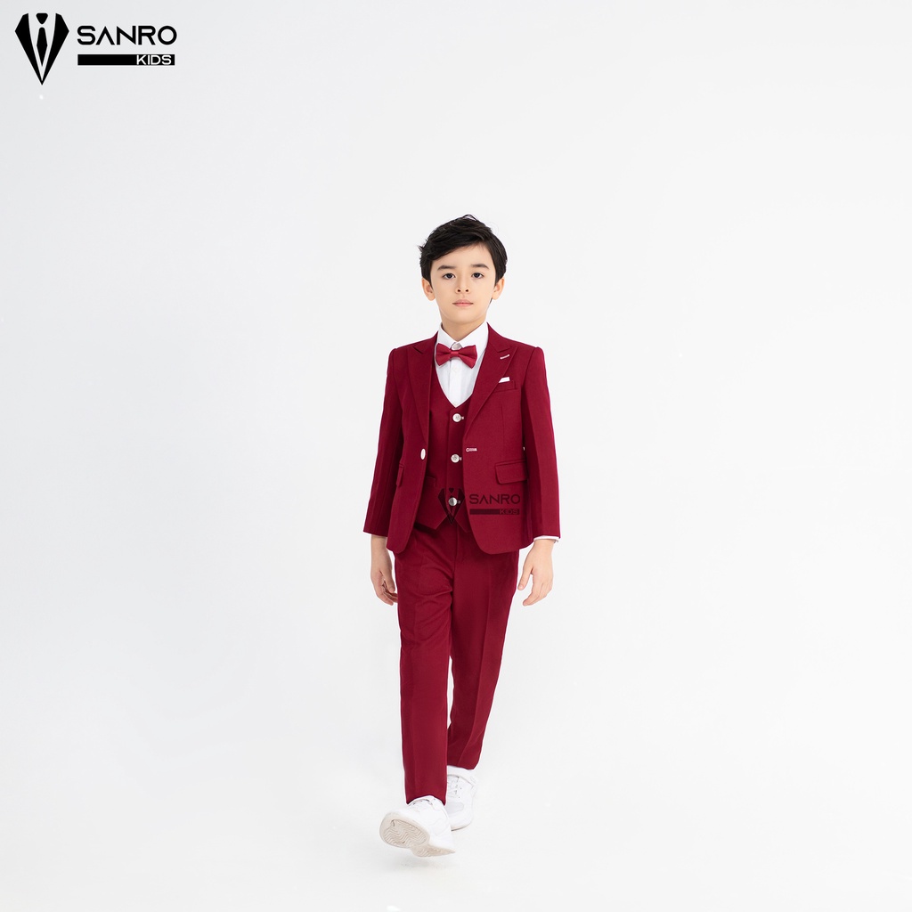 Bộ vest bé trai SANRO KIDS màu đỏ đô cao cấp