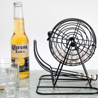 [KHUNG SẮT, 90 SỐ] Lồng quay lô tô (90 số) bằng kim loại, đồ chơi vui nhộn và độc đáo (cao 21cm)