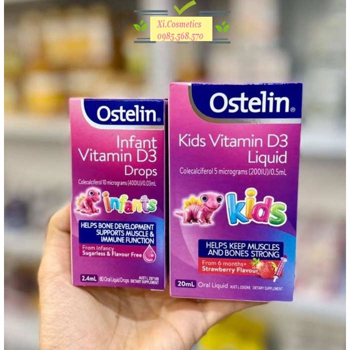 Vitamin D3 [ÚC] Ostelin kid liquid 20ml và Ostelin Infant Drop 2,4ml bổ sung cho trẻ