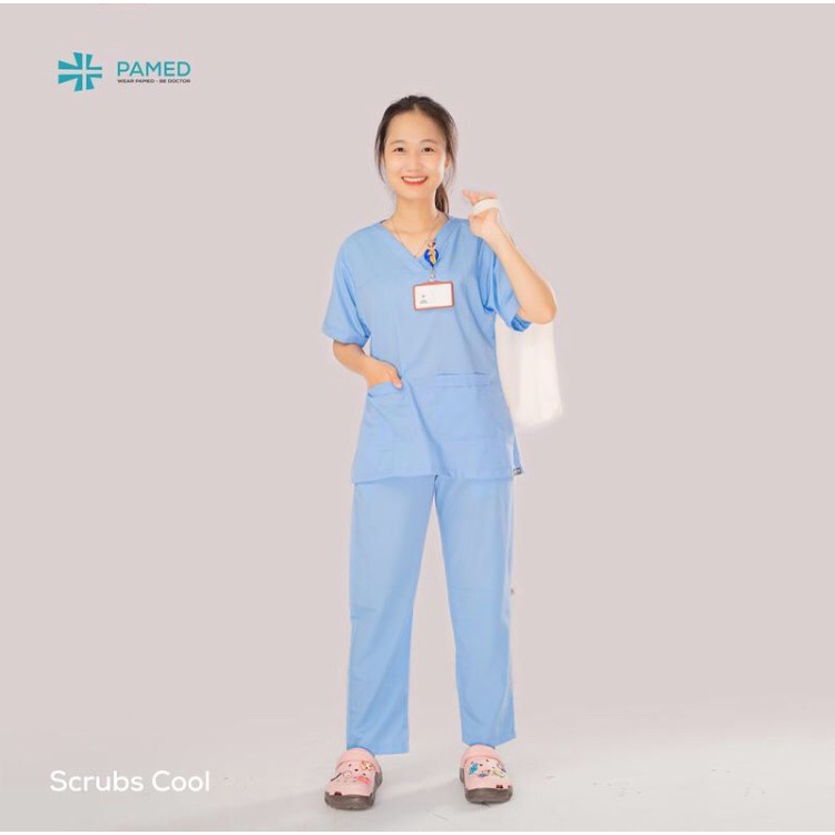 Bộ Scrubs Bác Sĩ Vải Cool mát Tay Ngắn - Thương hiệu Pamed