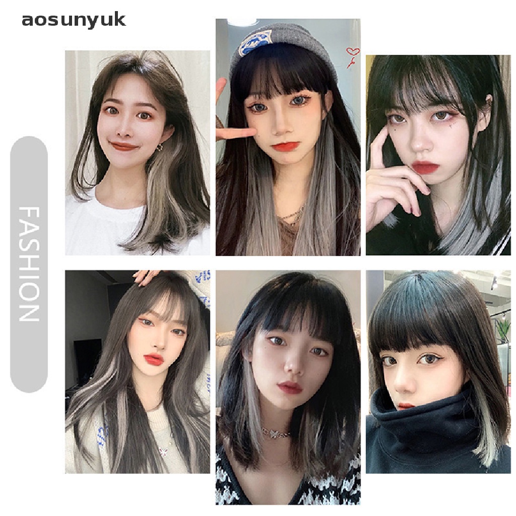 Aosunyuk Tóc Giả Xoăn Dài Vô Hình Màu Gradient Có Kẹp Tóc Giả