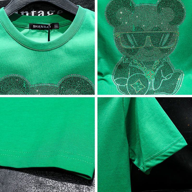 Áo Thun Tay Ngắn Dáng Ôm Đính Kim Cương Giả Cao Cấp Thời Trang Châu Âu Sành Điệu Cho Nam