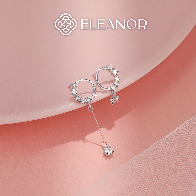 Bông tai nữ Eleanor Accessories bất đối xứng đính đá phụ kiện trang sức sang chảnh