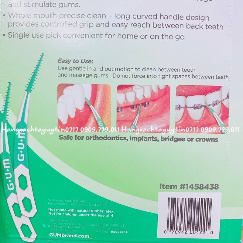 Tăm xỉa răng cao su mềm mại GUM soft picks Sunstar dentist niềng răng vỉ 60 cây tăm