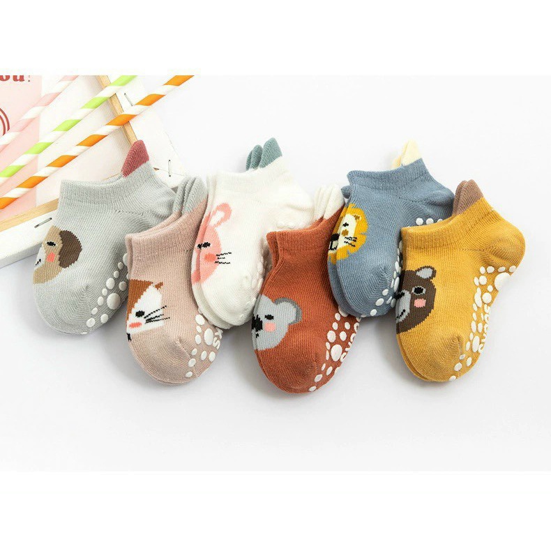 Set 6 đôi tất chân hình thú cho bé từ 6-18M có đế chống trượt