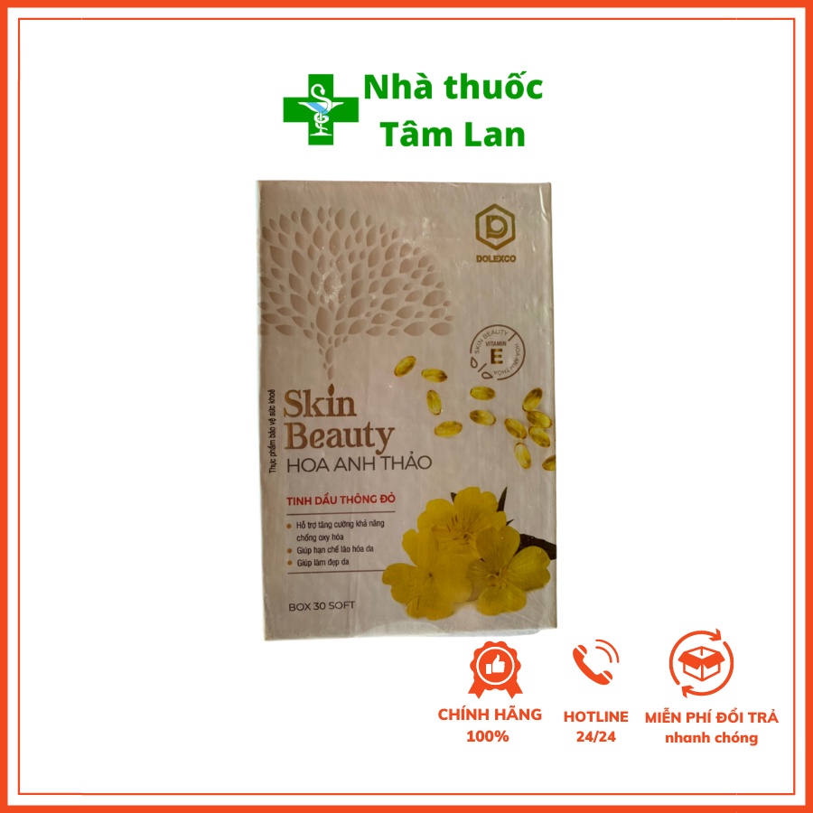 Skin beauty, hoa anh thảo, đẹp da, cân bằng nội tiết, Hộp 30 viên - Nhà thuốc Tâm Lan