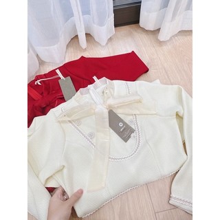 Váy buộc nơ cổ mix dây trang trí