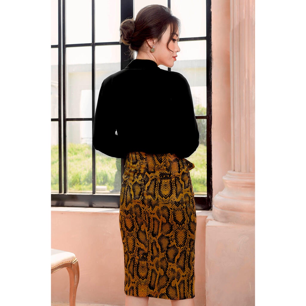 Juyp ôm họa tiết da rắn cạp thắt nơ MMOutfit J0520362
