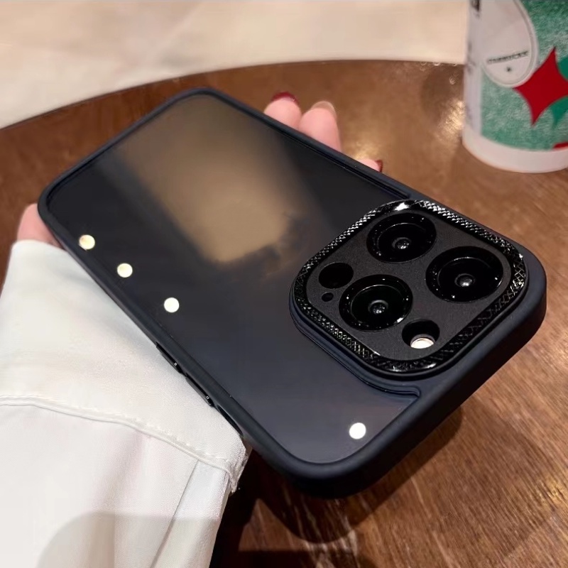 Sang Trọng Ốp Điện Thoại Cứng Viền silicon Dẻo Trong Suốt Kèm Khung Bảo Vệ camera Chống Sốc Cho iPhone 14 plus 12 13 14 Pro max