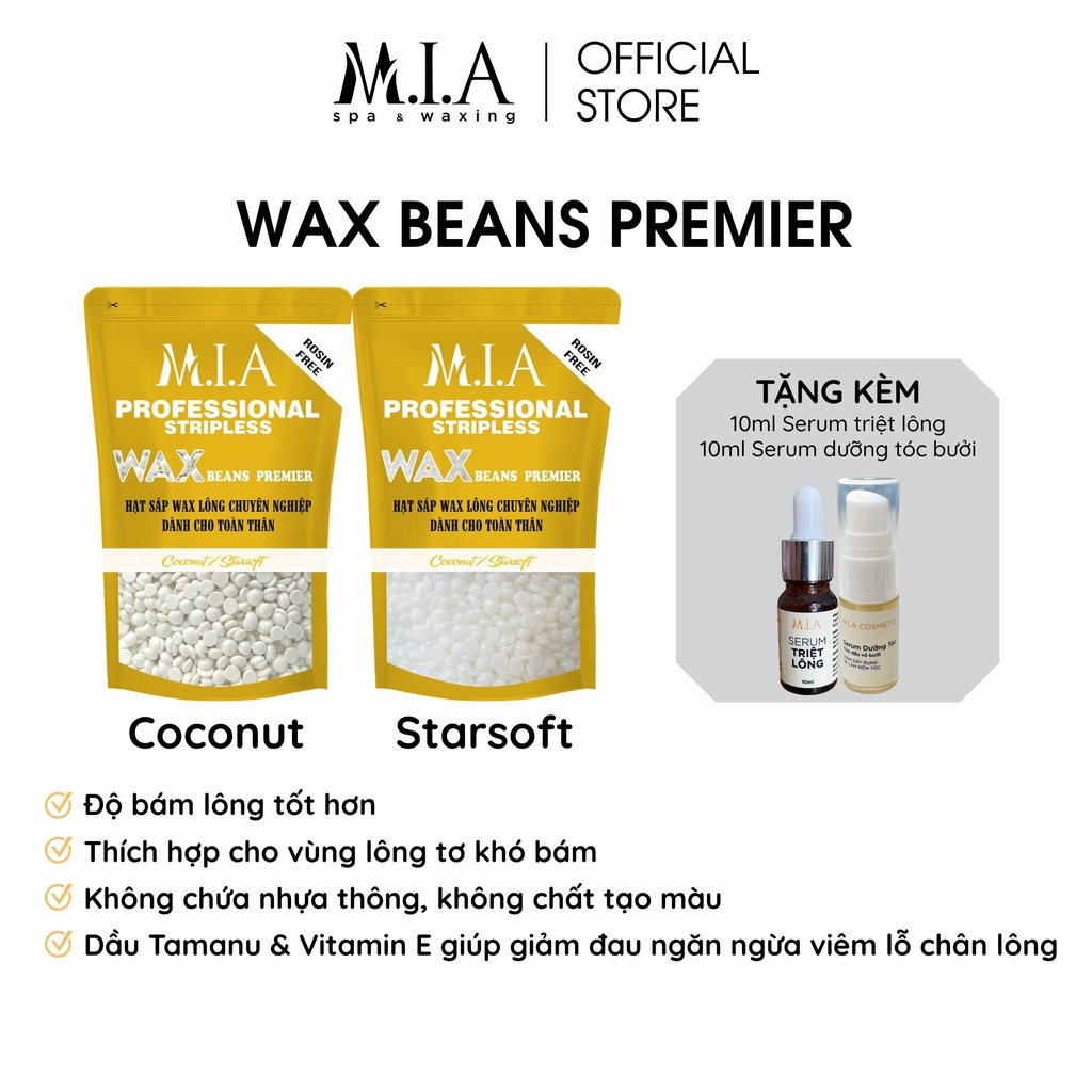 Sáp Wax Lông Sữa Dừa Cao Cấp MIA WAXING siêu bám lông, dùng cho mọi loại da