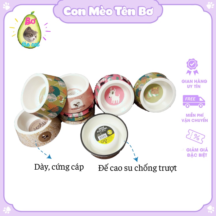 Bát Nhựa Chống Trượt Cao Cấp Đựng Thức Ăn, Nước Uống Dành Cho Chó Mèo Họa Tiết Dễ Thương