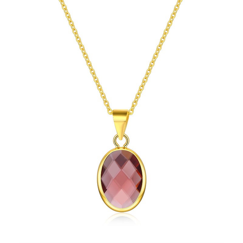 [Stock] 18K vàng Zirconia mặt dây chuyền vàng vòng cổ 925 Sterling bạc chuỗi trang trí