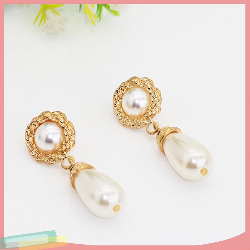 Đôi khuyên tai hình tròn đính ngọc trai giả thời trang cho nữ