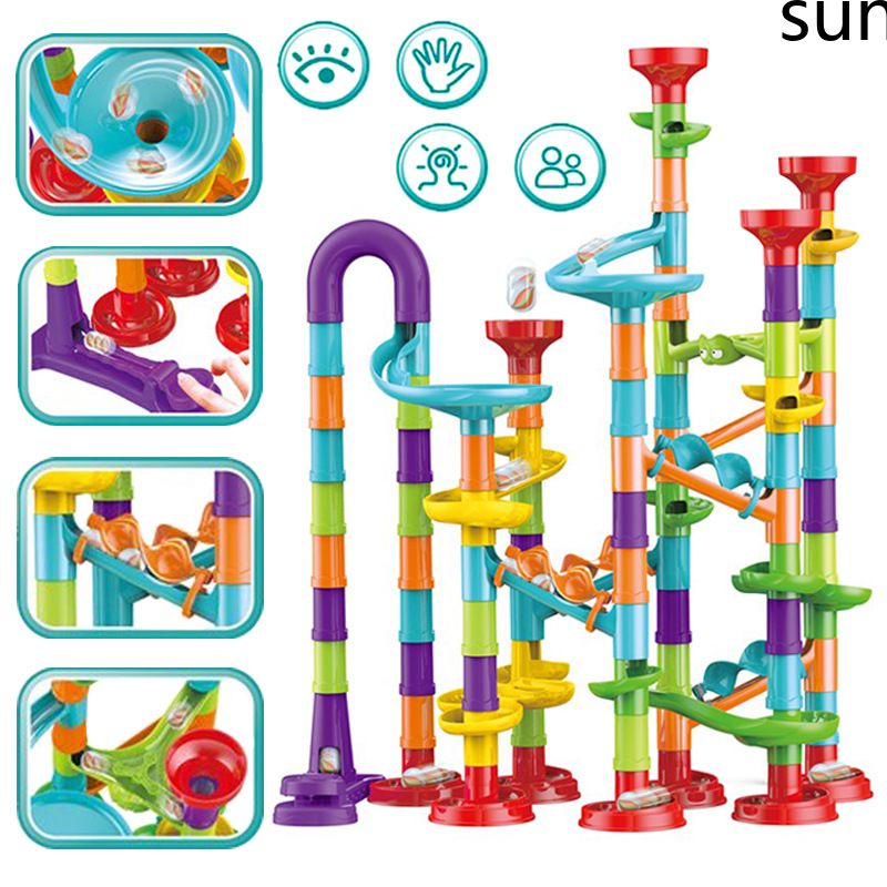 Khối Xây Dựng Đường Đua Marble Run Đồ Chơi CuộN Bóng Mê Cung 3d Cho Trẻ Em Bộ Miếng Lót Đường Đua Marble Run Tự Làm 80/105/109/133Pc Quà Tặng Giáng Sinh-Sun. Vn