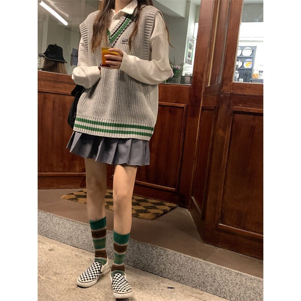 Áo tank top Dệt Kim Phong Cách Nhật Bản Thời Trang Xuân Thu Cho Nữ