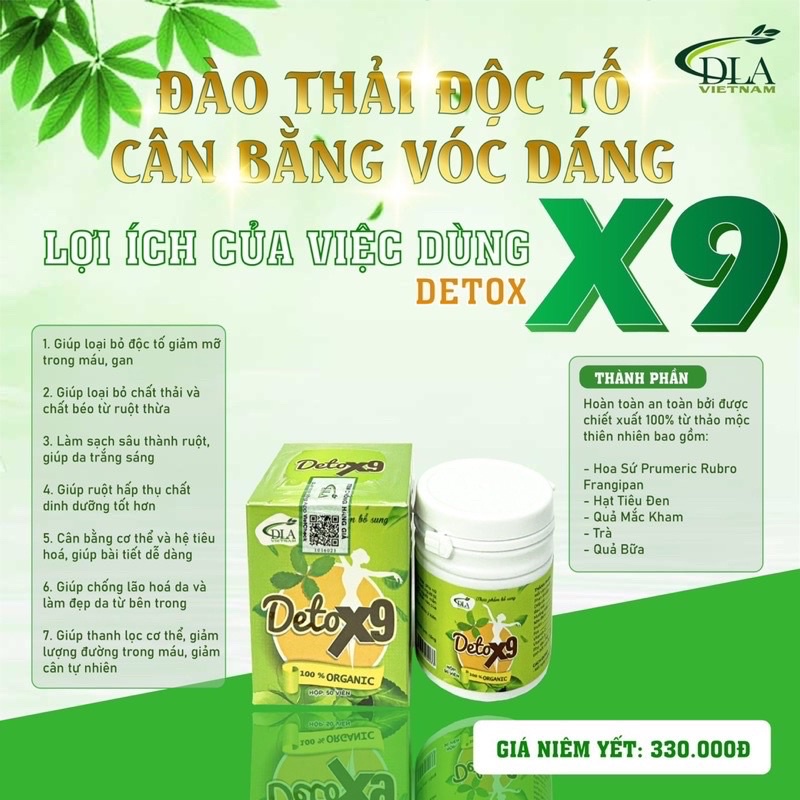 Detox X9 Giảm Mỡ Bụng, Hàng Chính Hãng Hộp 55 Viên