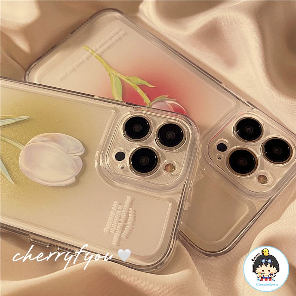 Ốp Điện Thoại TPU Mềm Trong Suốt Chống Va Đập Họa Tiết Hoa Tulip Cho IPhone 14 13 12 11 Pro Max