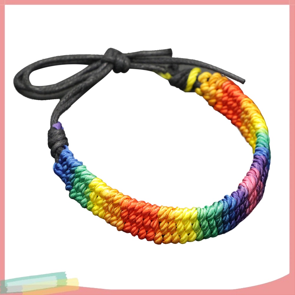 Vòng tay dây bện nhiều lớp màu cầu vồng biểu tượng LGBT độc đáo