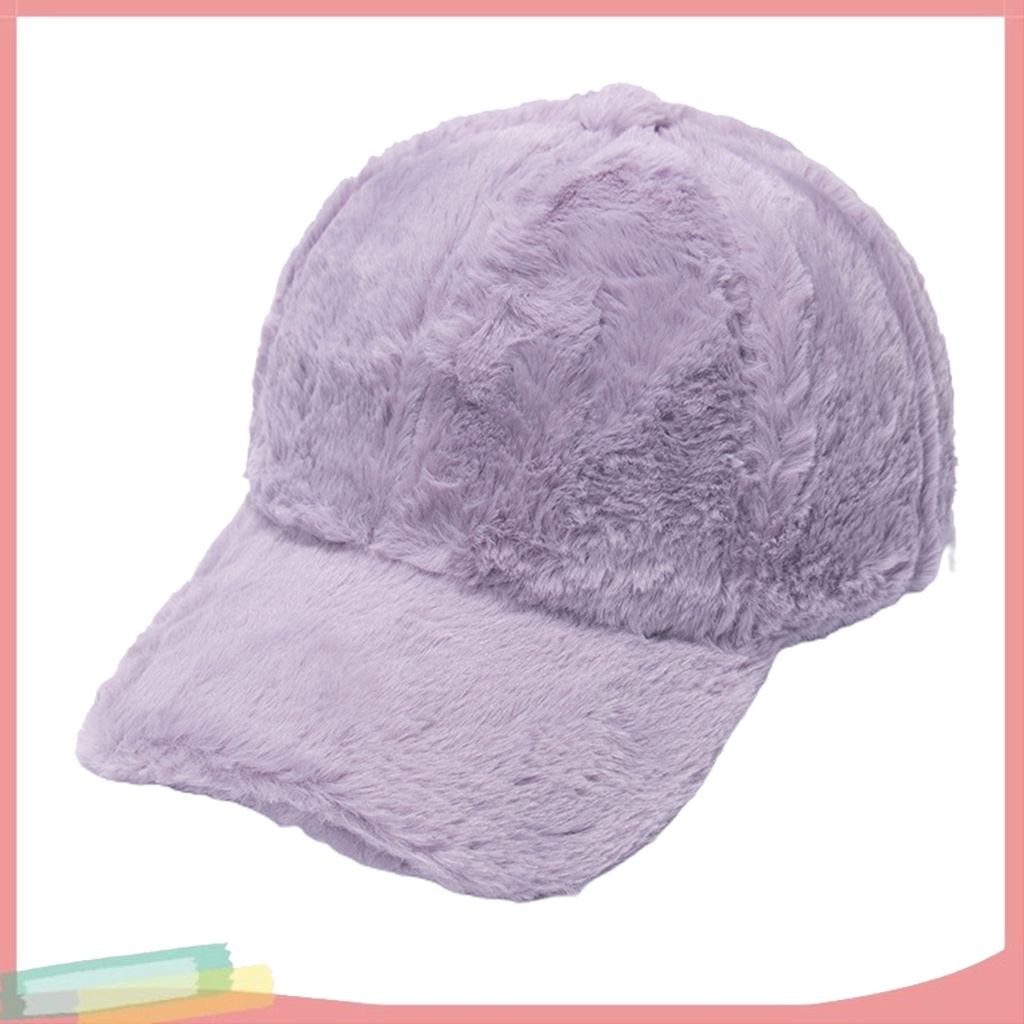 Mũ lưỡi trai lông giả màu trơn thời trang cho nam nữ