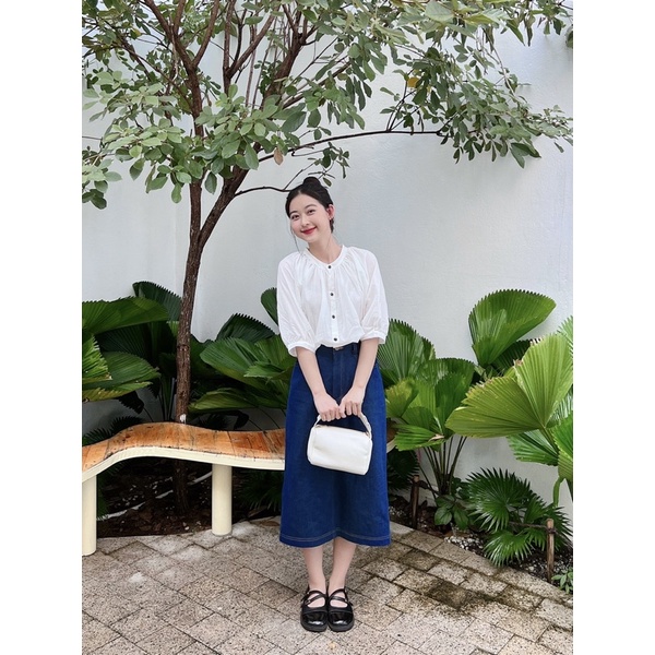 Set chân váy Jean áo sơ mi cho mẹ và bé gái Mick and Milk, đồ đôi mẹ và bé chất đẹp