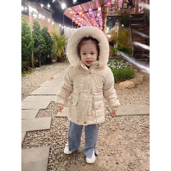 Áo khoác bé gái áo parka lót lông siêu ấm
