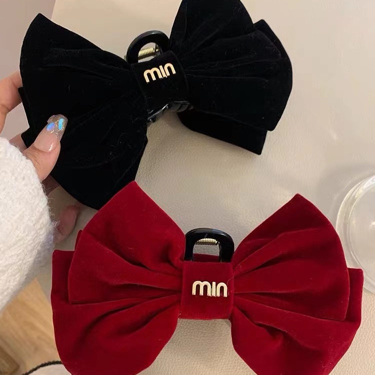 Kẹp Tóc Hình Nơ Màu Đỏ Phong Cách Giáng Sinh Thời Trang Thu Đông Cho Nữ