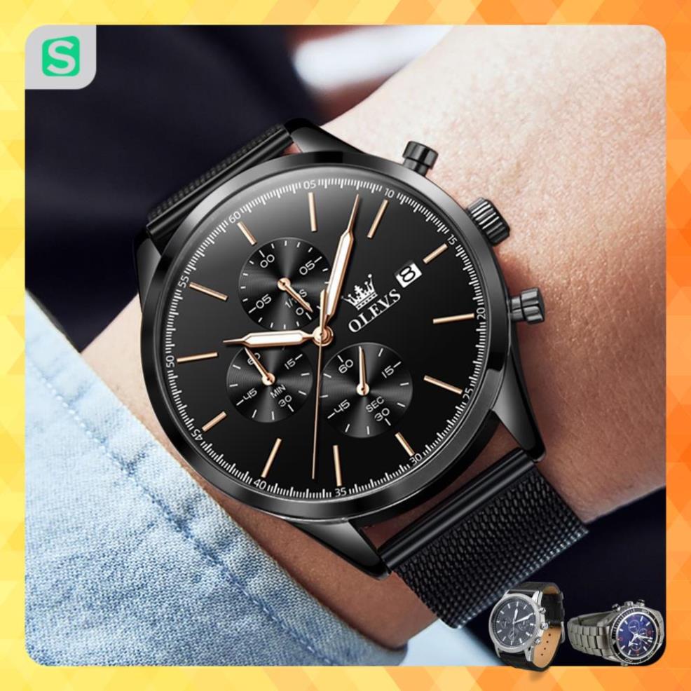 Đồng hồ nam chính hãng OLEVS 2881 Lịch dây đeo bằng thép không gỉ Có chức năng phát sáng chống vô nước