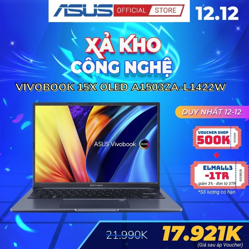 Laptop Asus Vivobook 15X OLED A1503ZA-L1422W (Core i5-12500H + 15.6 inch OLED FHD)