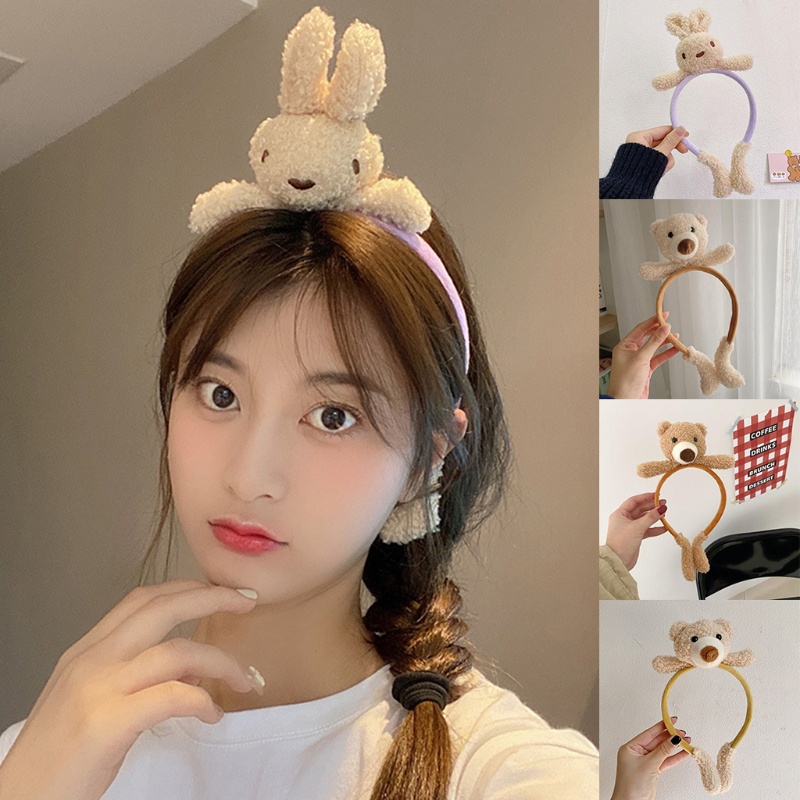 Băng Đô Cài Tóc Rửa Mặt / Trang Điểm Hình Thỏ / Gấu Bông Mềm Mại Chống Trượt