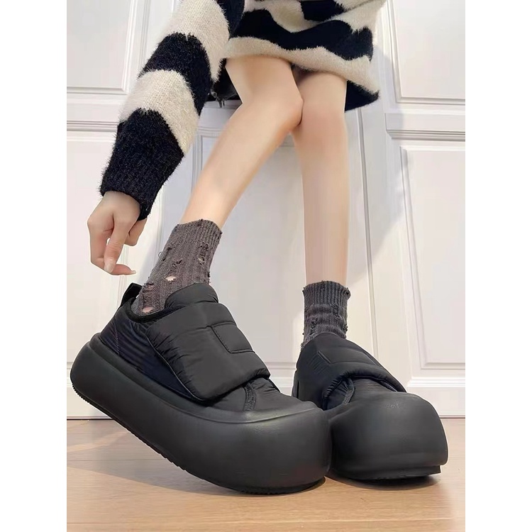 💗Giày thể thao nữ Giày Bánh Mì Khóa Dán Đế Dày Tăng Chiều Cao Mùa Đông Phong Cách Mới 2022 Cho Nữ