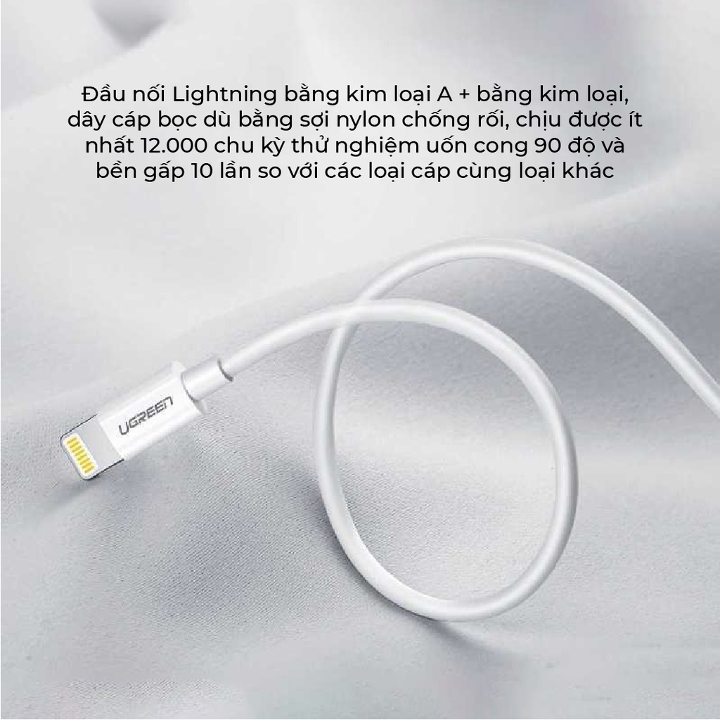 Cáp sạc Lightning MFI UGREEN US155 cho iPhone / iPad / iPod dòng 2.4A dài 1m 2m