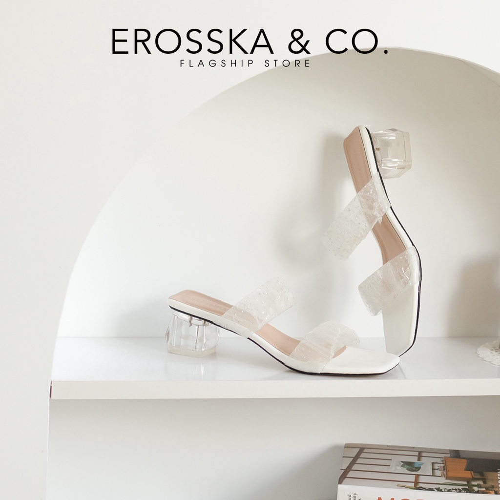 Erosska - Dép cao gót nữ Erosska 2 quai trong sang trọng màu nude - EM097