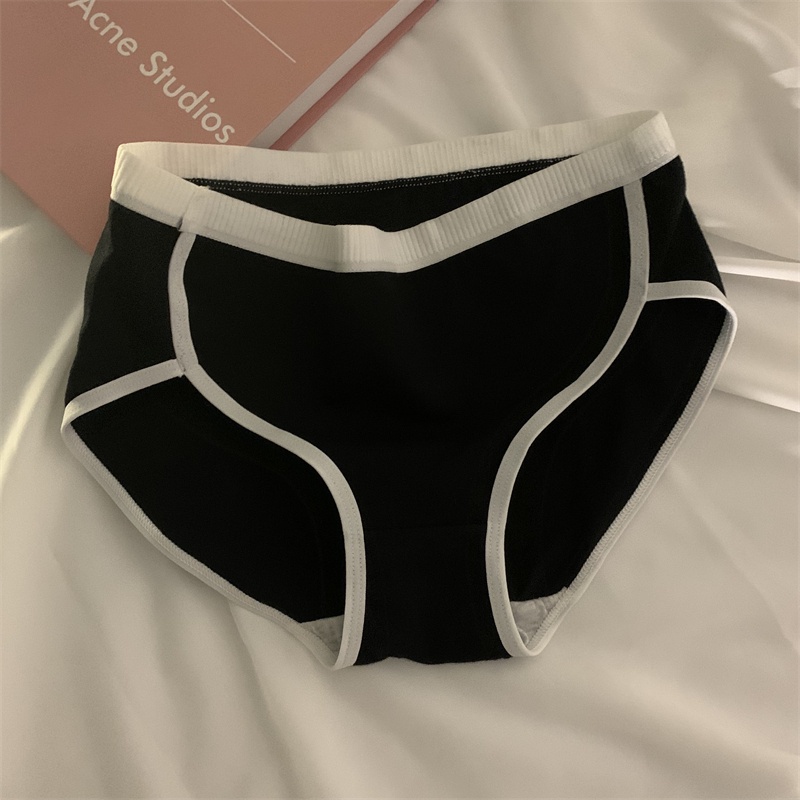 Quần Lót cotton Lưng Vừa Màu Trắng Đen Cho Nữ