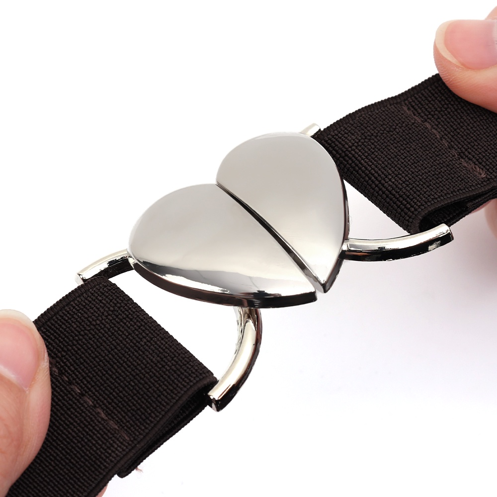 Thắt Lưng Co Giãn Khóa Kim Loại Hình Trái Tim Thời Trang Cho Nữ