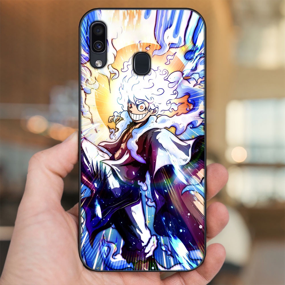 Ốp lưng Samsung A20, A30, A40, M20 viền đen in hình Luffy Gear 5 Nika One Piece Đảo Hải Tặc