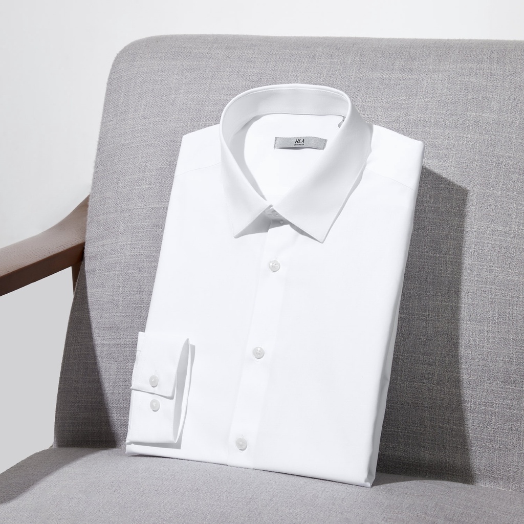 HLA - Áo sơ mi nam trắng công sở dài tay Soft and comfortable formal White Shirt