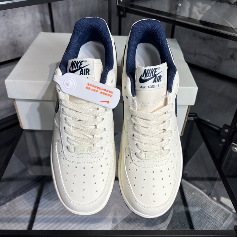 ⚡️FULL BOX⚡️Giày Af1 Trắng Kem Logo Xanh Navy Sc