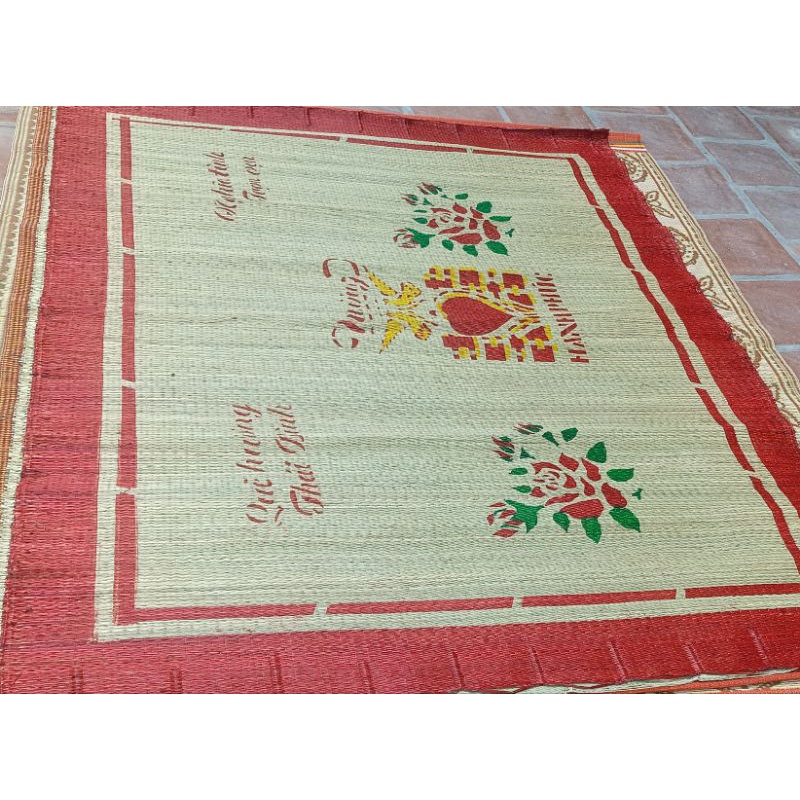 Chiếu cói in hoa rẻ chải ăn cơm kt 1m6x2m