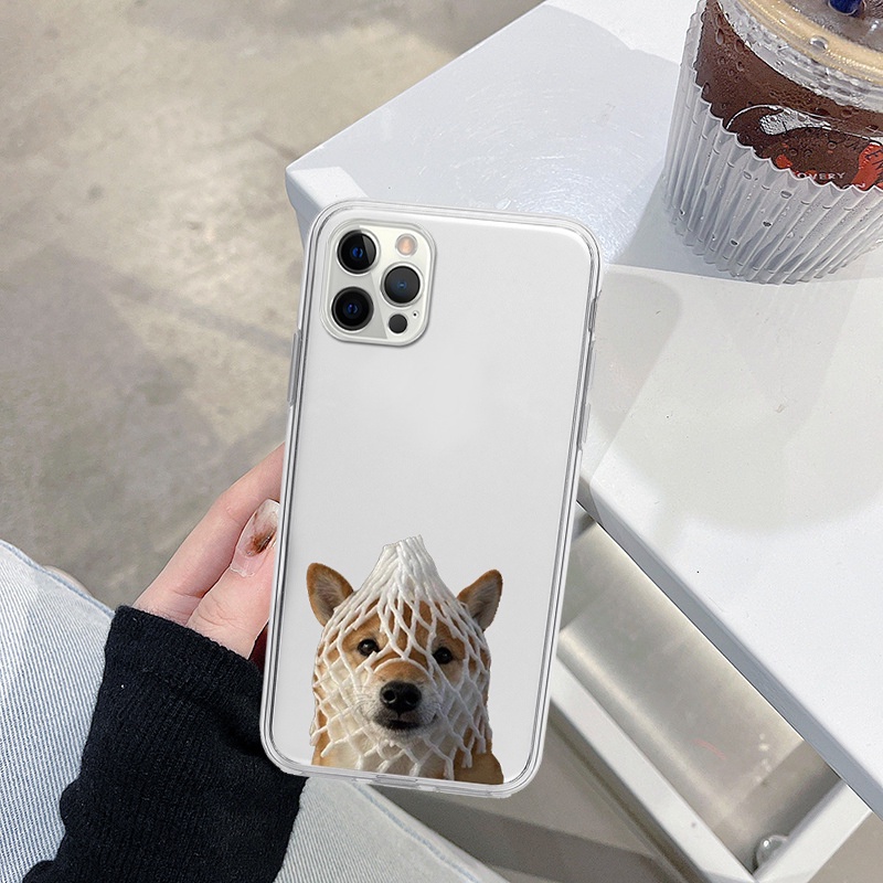 Ốp điện thoại iphone chó ngây ngô siêu đáng yêu dễ thương cạnh vuông cho 6/6splus/7/7plus/8/8plus/x/xr/xs/11/12/13thương