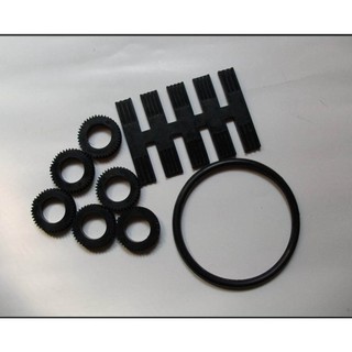 bộ linh kiện máy đếm tiền, gồm 6 bánh xe, 1 dây cuaro, 1 đệm su