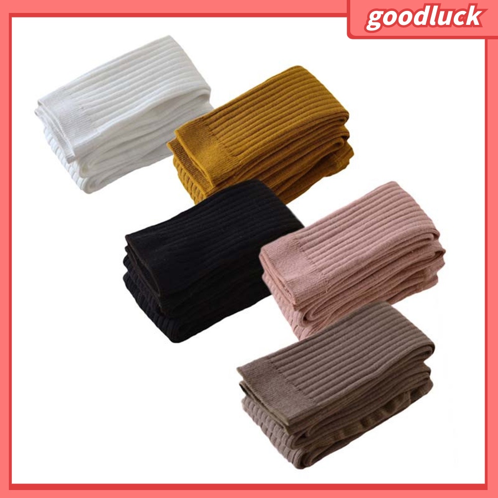 [GOCK] Quần Tất Dệt Kim Co Giãn Màu Trơn Họa Tiết Kẻ Sọc Giữ Ấm Dành Cho Bé Gái