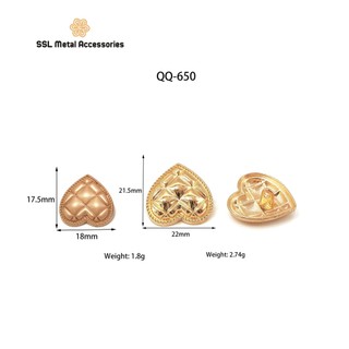 Set 10 cúc áo kim loại cao cấp thời trang mới hình trái tim dành cho áo khoác, áo dạ QQ-650 22mm