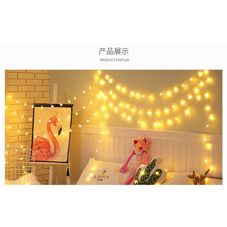 Dây đèn led ngôi sao 1,5m-3m trang trí cực sáng trong nhà , ngoài trời dùng Pin AA